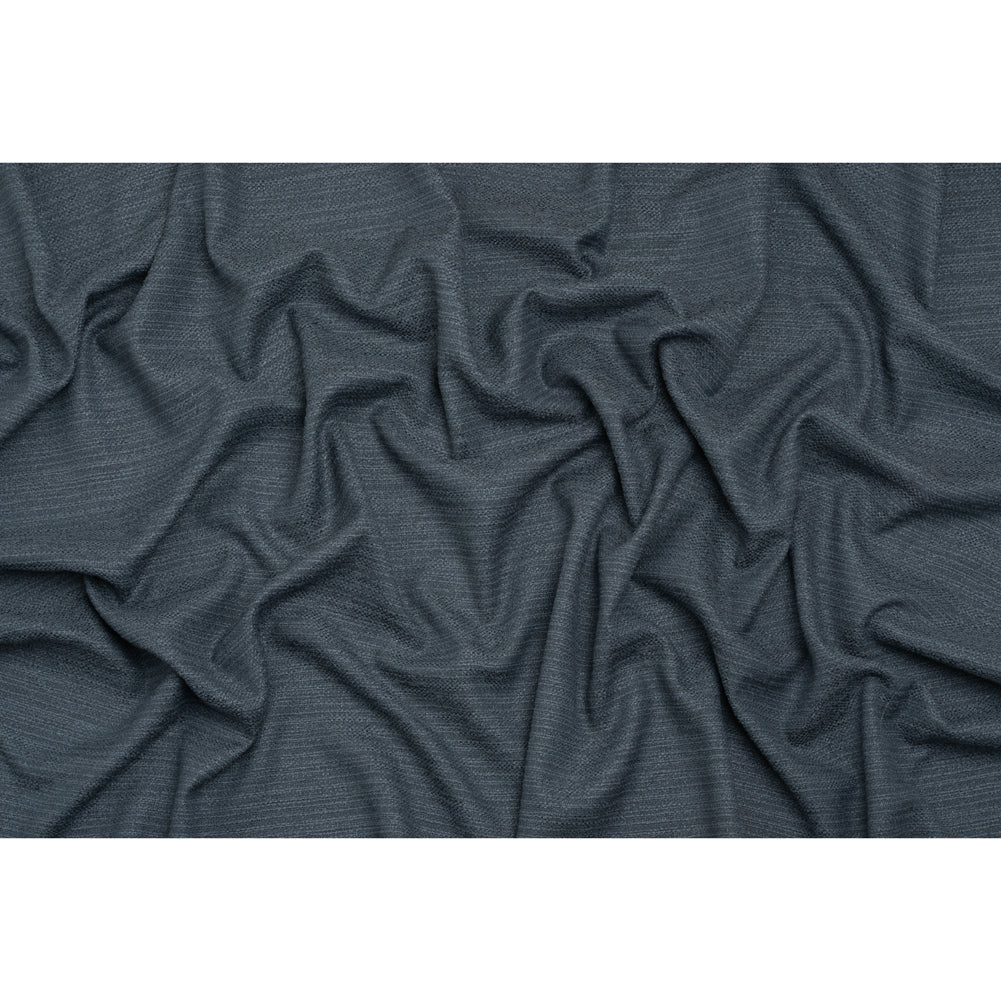 Textured Recycled Polyester Woven - Denim Boucle Stripes - British Imported - Full