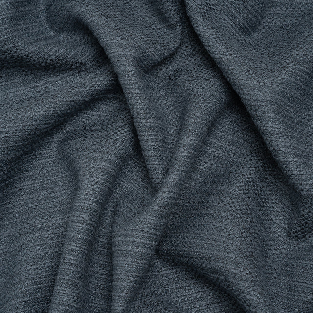 Textured Recycled Polyester Woven - Denim Boucle Stripes - British Imported