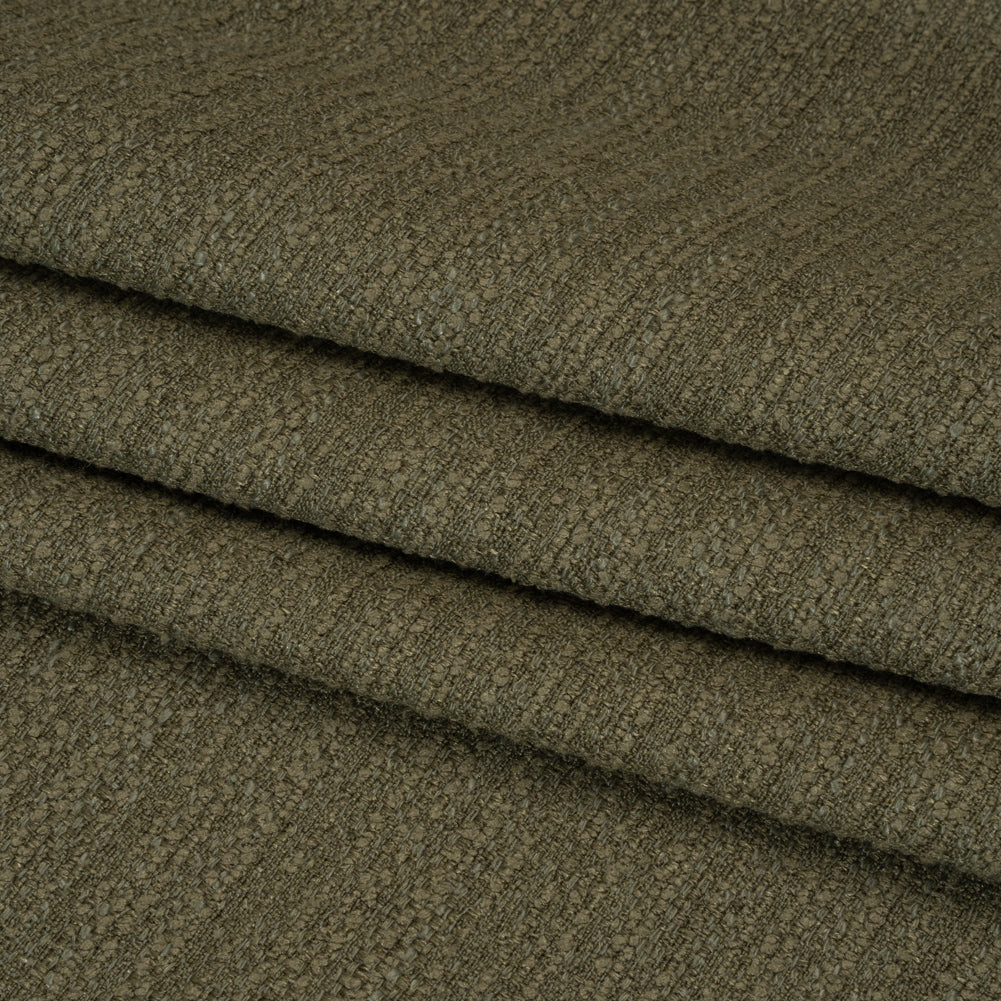 Textured Recycled Polyester Woven - Moss Boucle Stripes - British Imported - Folded