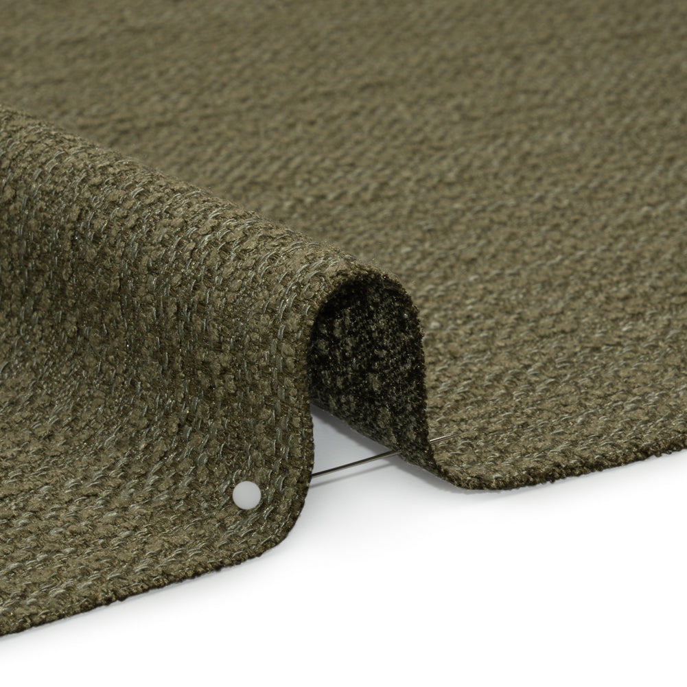 Textured Recycled Polyester Woven - Moss Boucle Stripes - British Imported - Detail
