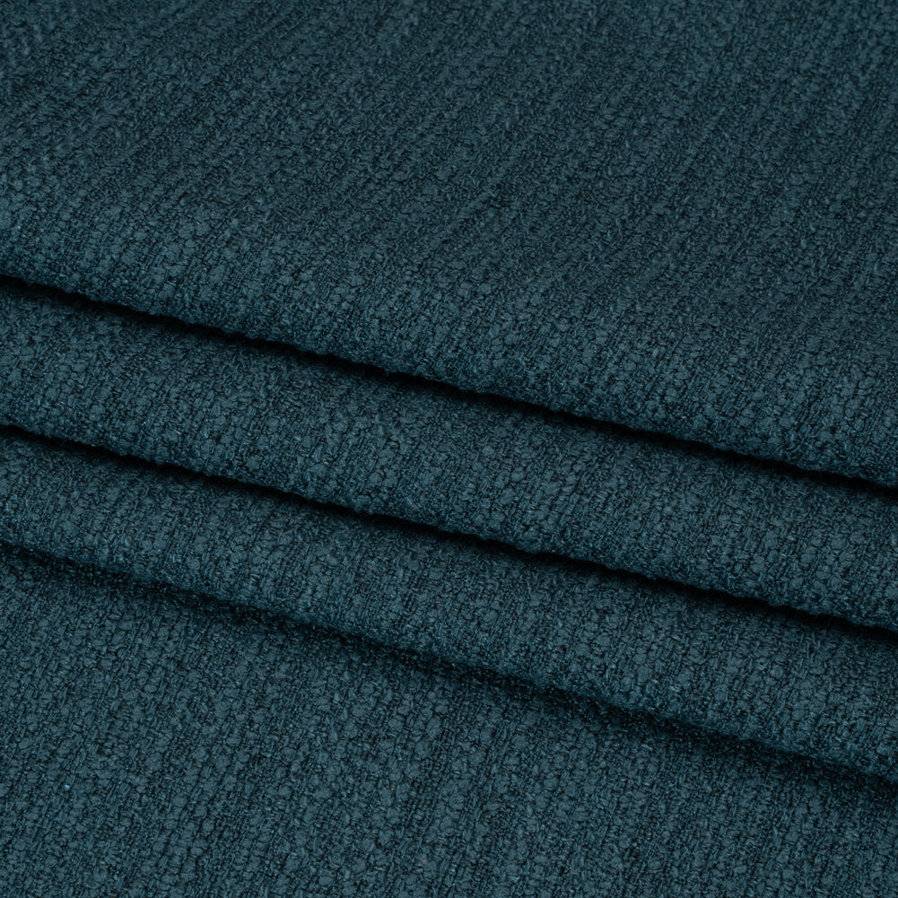 Textured Recycled Polyester Woven - Ocean Boucle Stripes - British Imported - Folded
