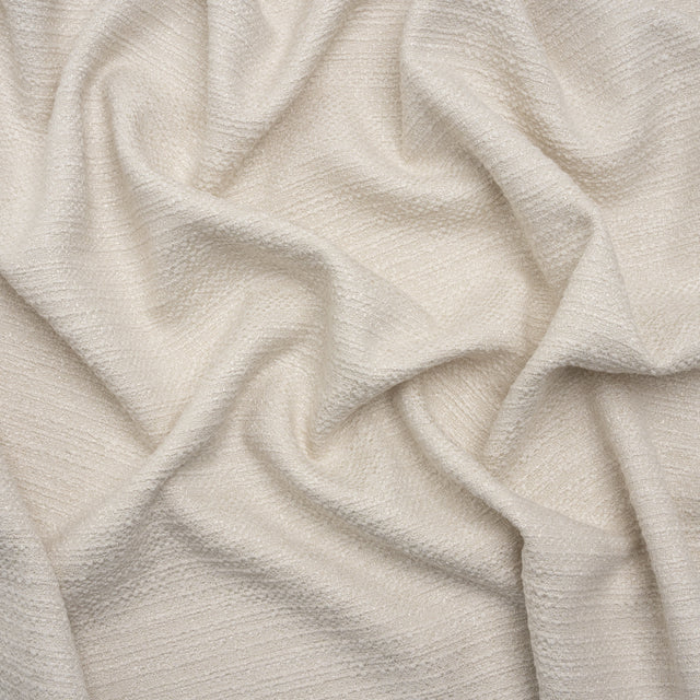 Textured Recycled Polyester Woven - Oyster Boucle Stripes - British Imported