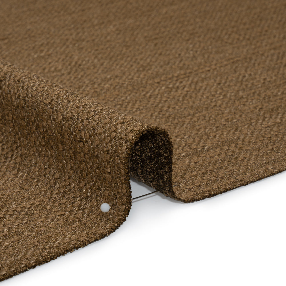 Textured Recycled Polyester Woven - Pecan Boucle Stripes - British Imported - Detail