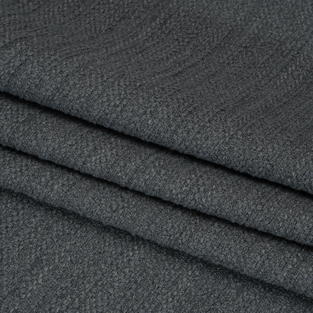 Textured Recycled Polyester Woven - Slate Boucle Stripes - British Imported - Folded