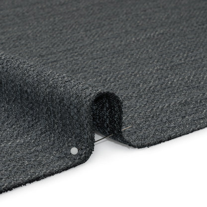Textured Recycled Polyester Woven - Slate Boucle Stripes - British Imported