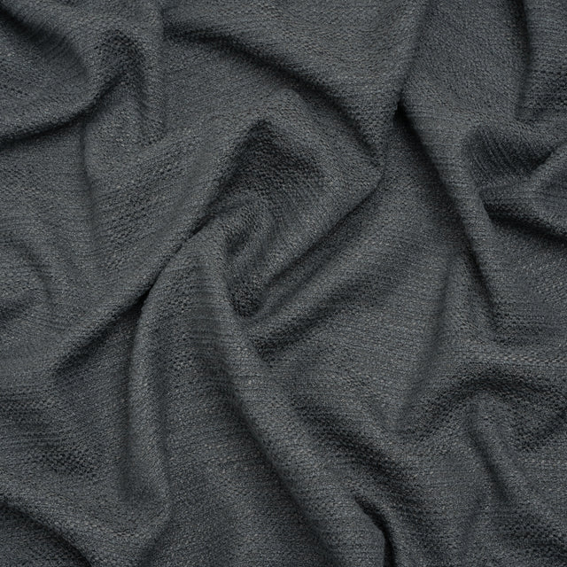 Textured Recycled Polyester Woven - Slate Boucle Stripes - British Imported
