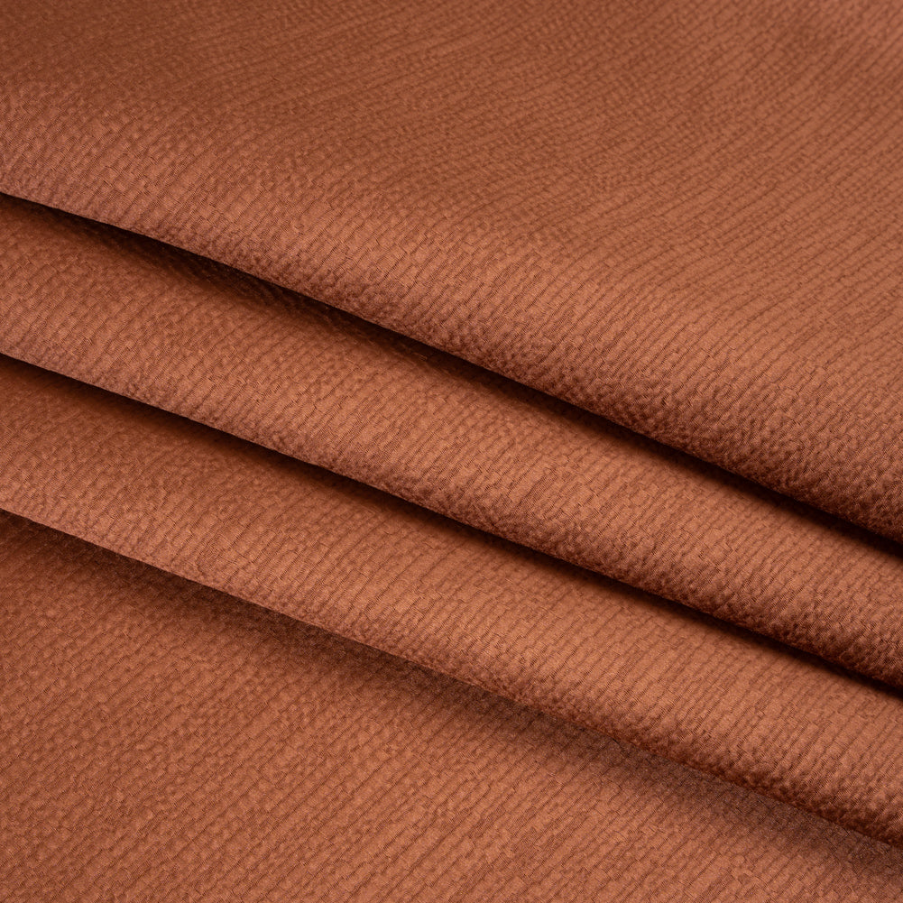 Luminous Textural Recycled Polyester Woven - Paprika - British Imported - Folded