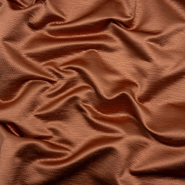 Luminous Textural Recycled Polyester Woven - Paprika - British Imported