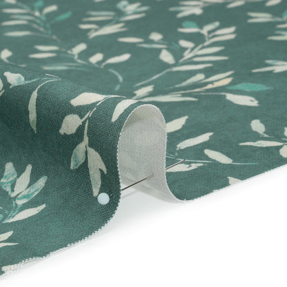 Printed Cotton Canvas - Azure Leafy Stems - British Imported