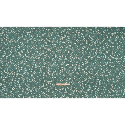 Printed Cotton Canvas - Azure Leafy Stems - British Imported