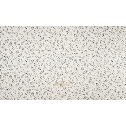 Printed Cotton Canvas - Duckegg Leafy Stems - British Imported