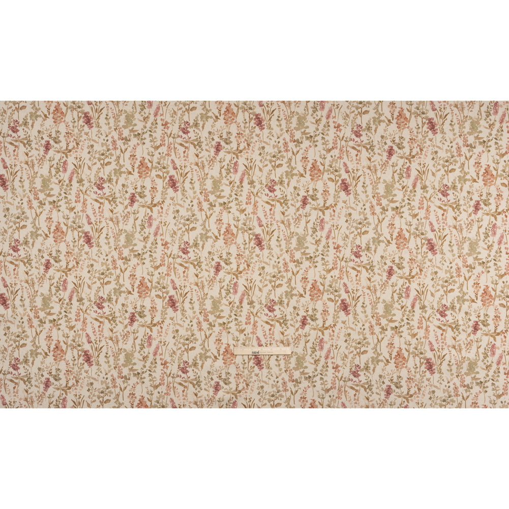 Printed Cotton and Linen Canvas - Berry Painterly Flowers - British Imported - Full