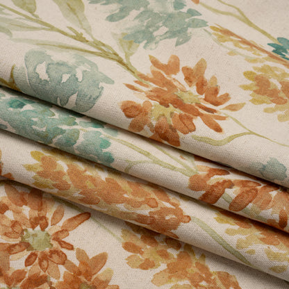 Printed Cotton Canvas - Ginger Blooming Watercolor Garden - British Imported