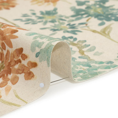 Printed Cotton Canvas - Ginger Blooming Watercolor Garden - British Imported