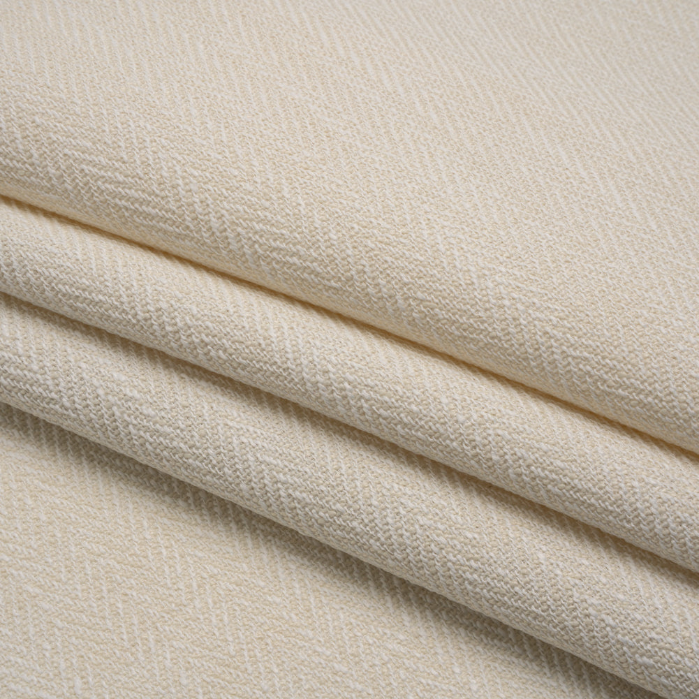 Recycled Polyester Home Decor Twill - Ecru Herringbone - British Imported - Folded