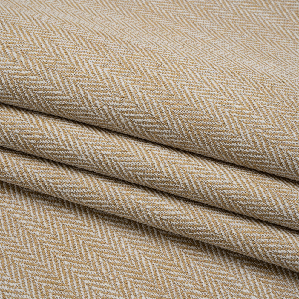 Recycled Polyester Home Decor Twill - Maize Herringbone - British Imported - Folded