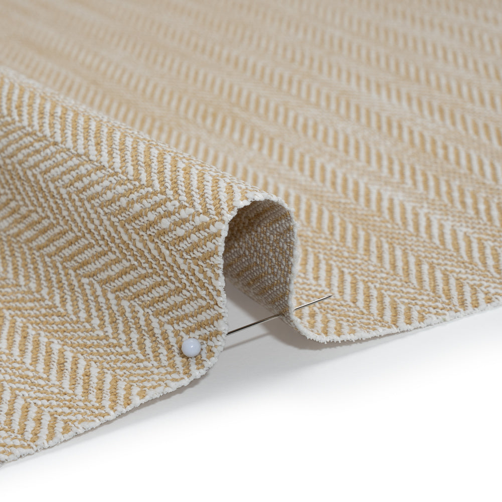 Recycled Polyester Home Decor Twill - Maize Herringbone - British Imported - Detail