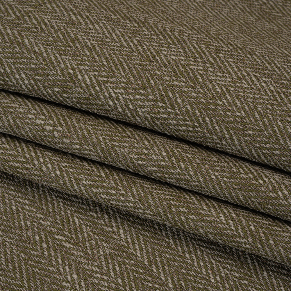 Recycled Polyester Home Decor Twill - Moss Herringbone - British Imported - Folded