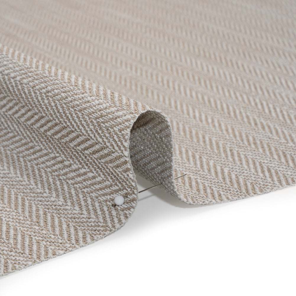Recycled Polyester Home Decor Twill - Mushroom Herringbone - British Imported - Detail
