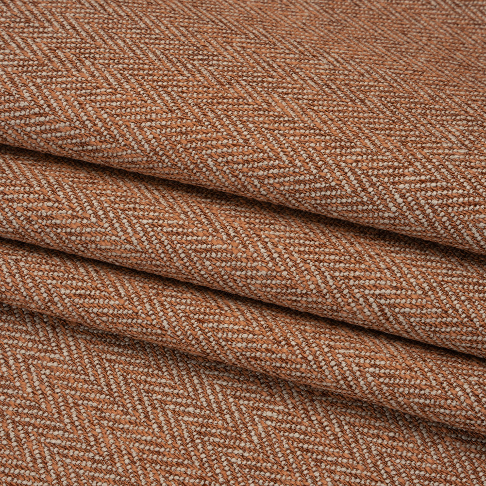 Recycled Polyester Home Decor Twill - Terracotta Herringbone - British Imported - Folded