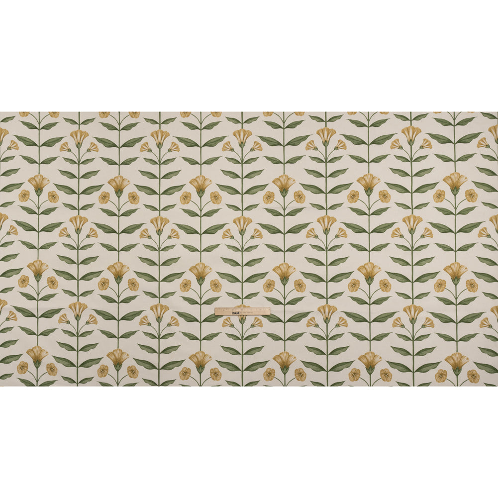 Printed Cotton Canvas - Marigold Balanced Flower Stems - British Imported - Full