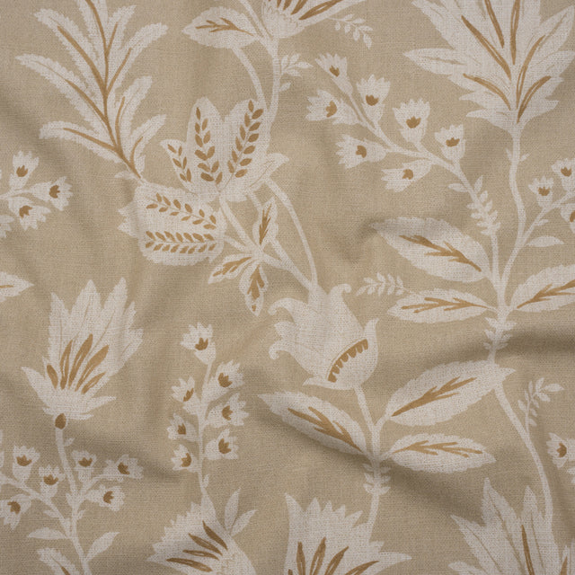 Printed Cotton Canvas - Linen Leafy Sprays and Little Flowers - British Imported