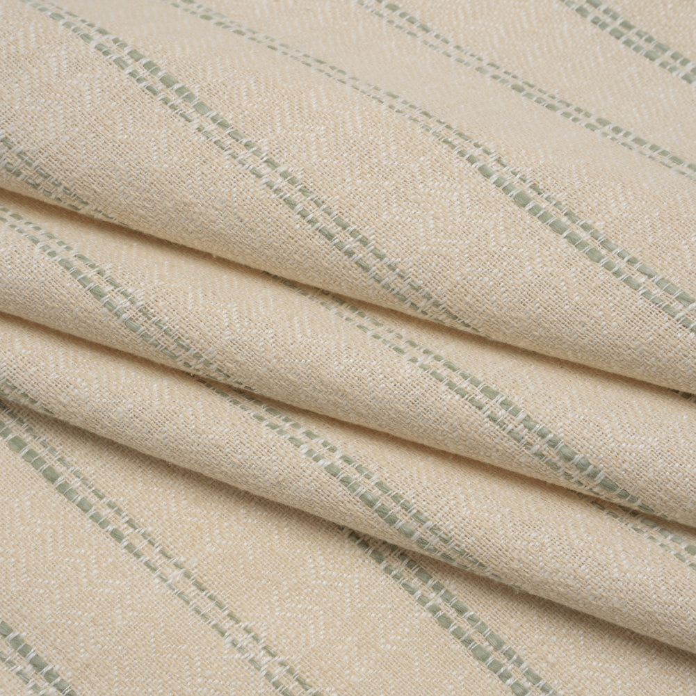 Polyester and Cotton Drapery Twill - Eucalyptus Zig Zags and Textured Stripes - British Imported - Folded