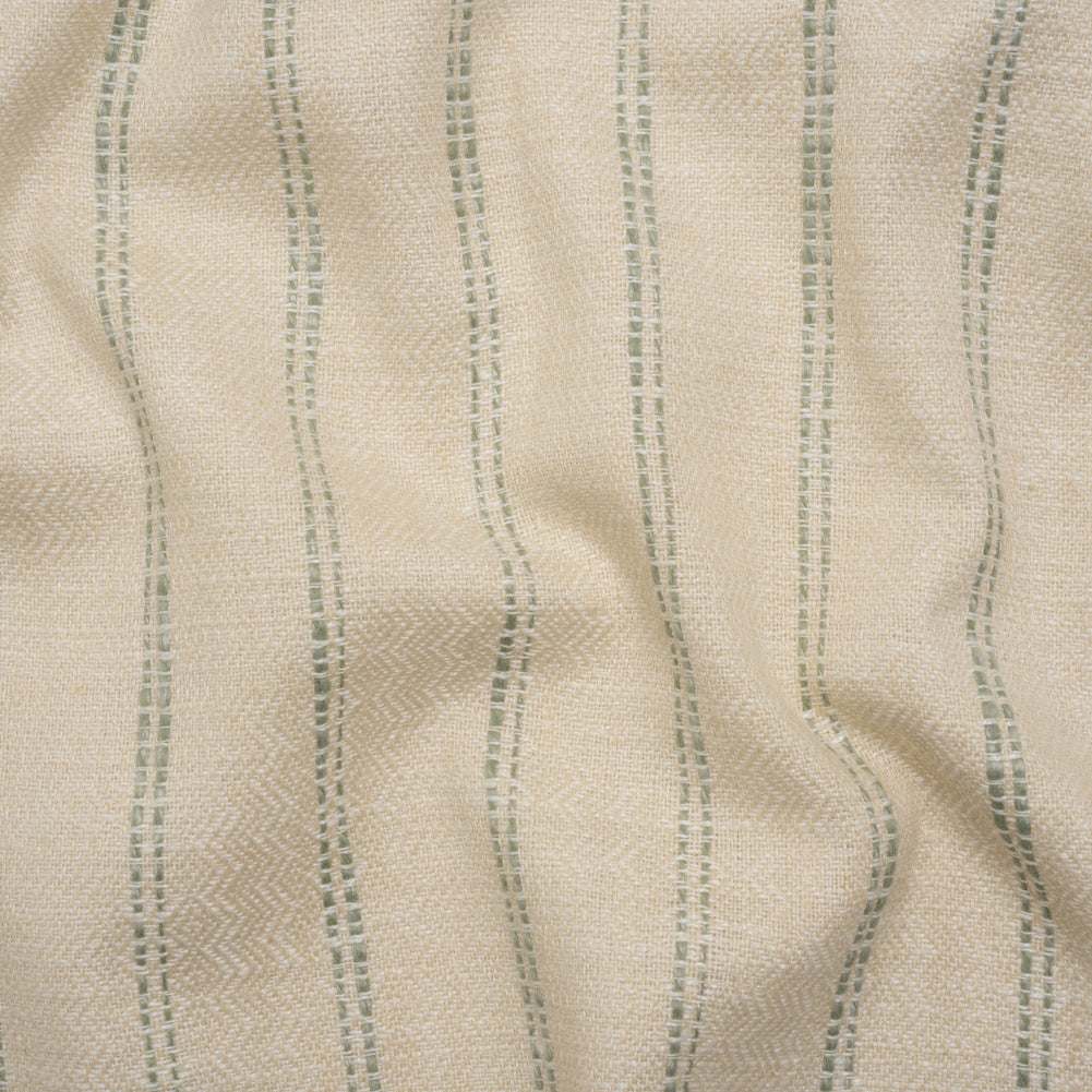 Polyester and Cotton Drapery Twill - Eucalyptus Zig Zags and Textured Stripes - British Imported