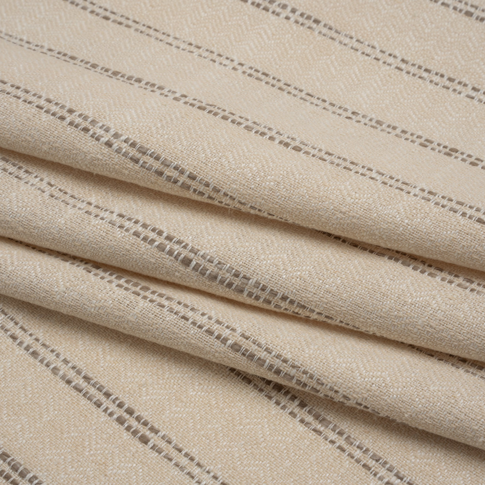 Polyester and Cotton Drapery Twill - Walnut Zig Zags and Textured Stripes - British Imported - Folded