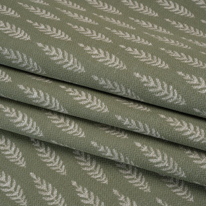 Recycled Polyester and Cotton Jacquard - Moss Lines of Leaves - British Imported