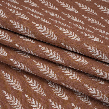 Recycled Polyester and Cotton Jacquard - Rosewood Lines of Leaves - British Imported