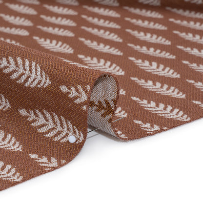 Recycled Polyester and Cotton Jacquard - Rosewood Lines of Leaves - British Imported