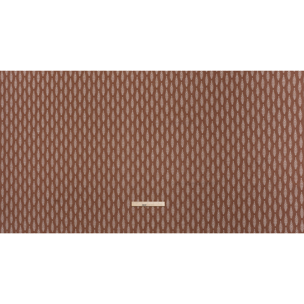 Recycled Polyester and Cotton Jacquard - Rosewood Lines of Leaves - British Imported - Full