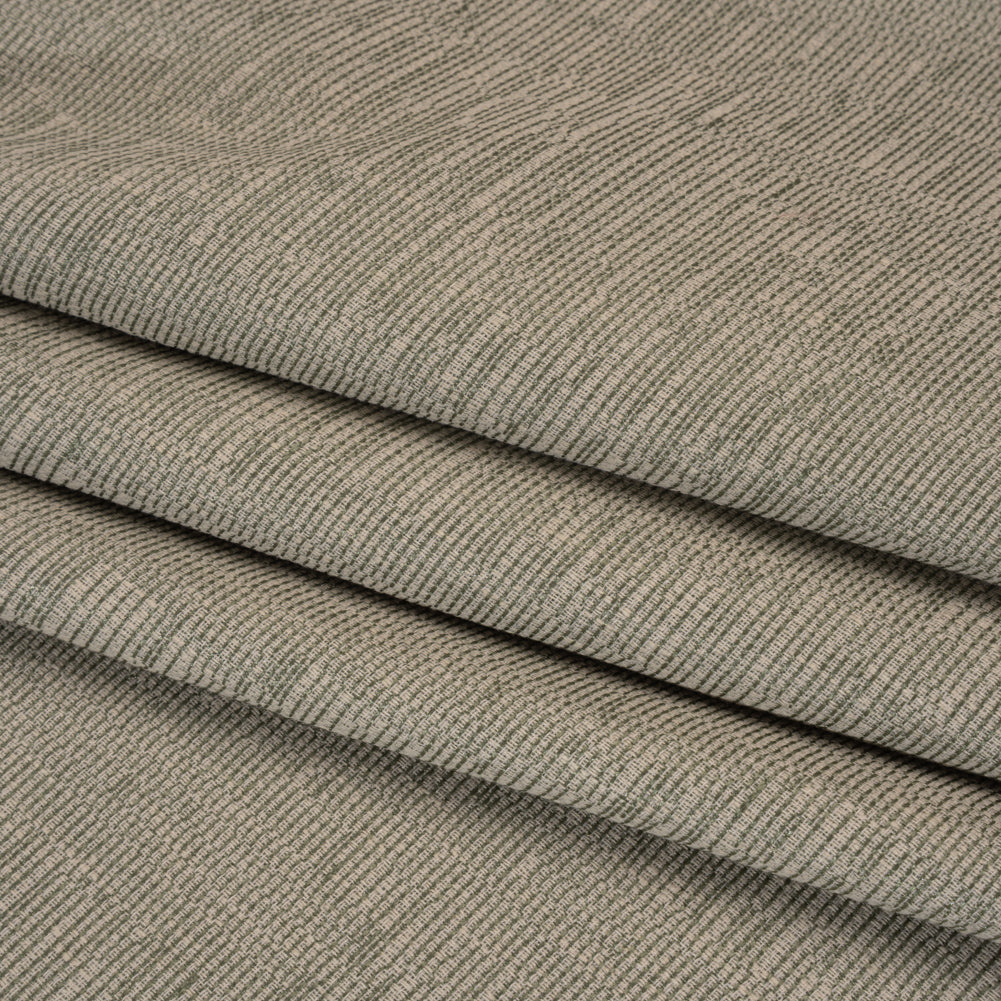 Recycled Polyester and Cotton Drapery Woven - Moss Striations - British Imported - Folded