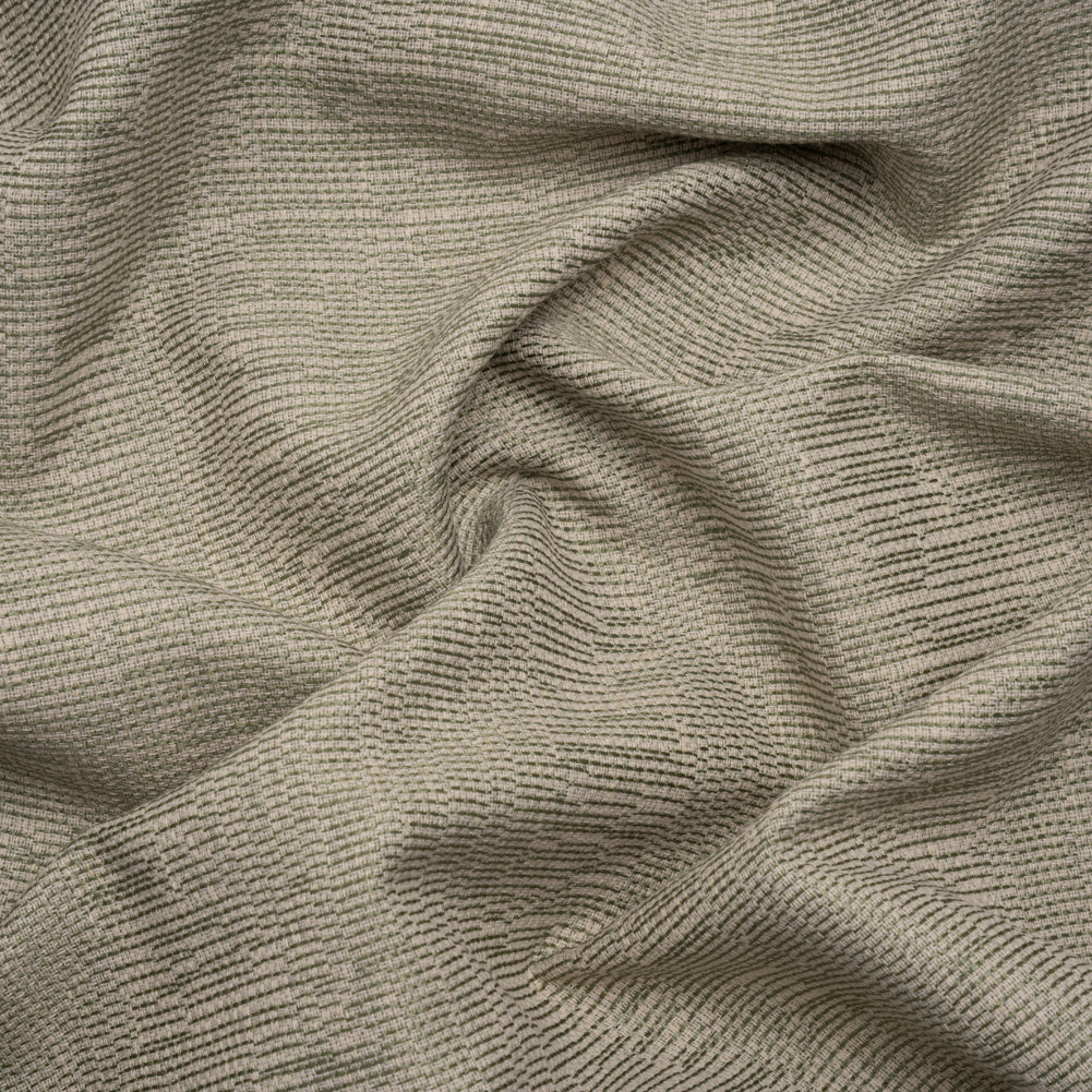 Recycled Polyester and Cotton Drapery Woven - Moss Striations - British Imported