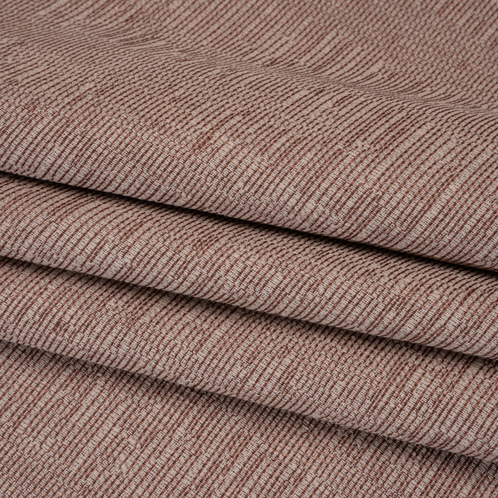 Recycled Polyester and Cotton Drapery Woven - Rosewood Striations - British Imported - Folded