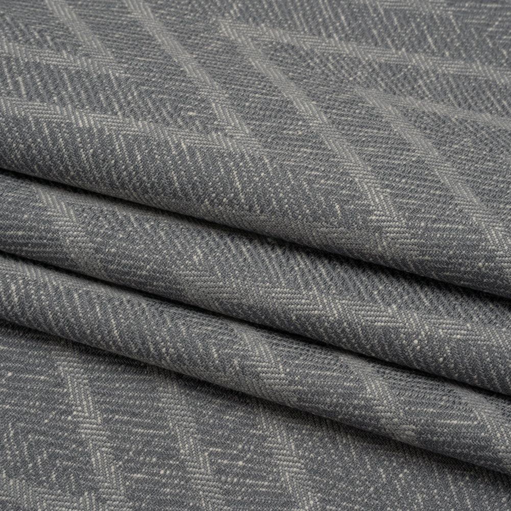 Recycled Polyester and Cotton Drapery Twill Woven - Ink Chevrons - British Imported - Folded