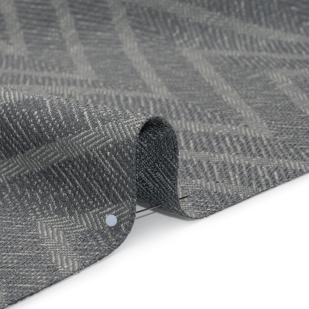 Recycled Polyester and Cotton Drapery Twill Woven - Ink Chevrons - British Imported - Detail
