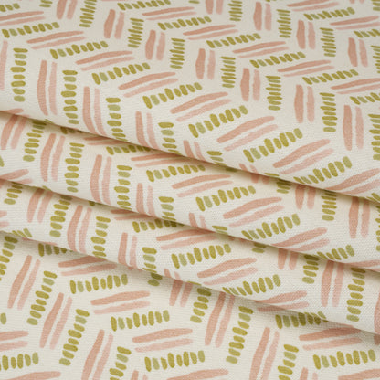 Cotton and Linen Canvas Print - Blossom Watercolor Herringbone Chevron - British Imported