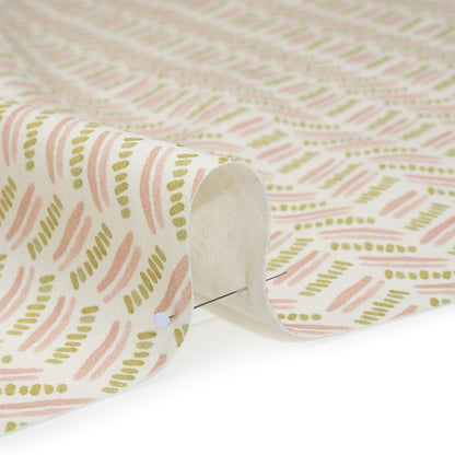 Cotton and Linen Canvas Print - Blossom Watercolor Herringbone Chevron - British Imported
