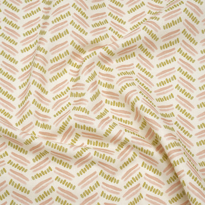 Cotton and Linen Canvas Print - Blossom Watercolor Herringbone Chevron - British Imported
