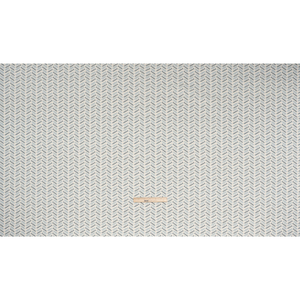 Cotton and Linen Canvas Print - Indigo Watercolor Herringbone Chevron - British Imported - Full
