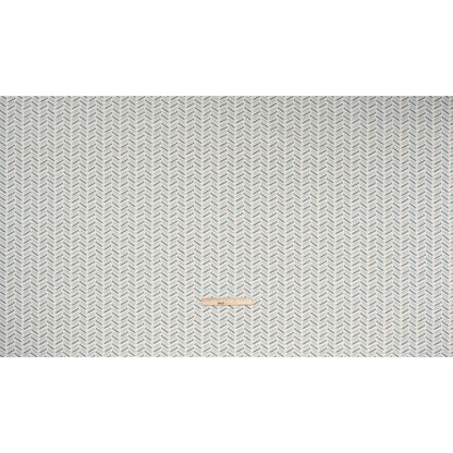 Cotton and Linen Canvas Print - Indigo Watercolor Herringbone Chevron - British Imported