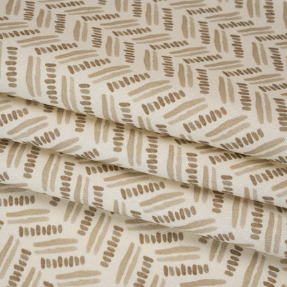 Cotton and Linen Canvas Print - Natural Watercolor Herringbone Chevron - British Imported Folded