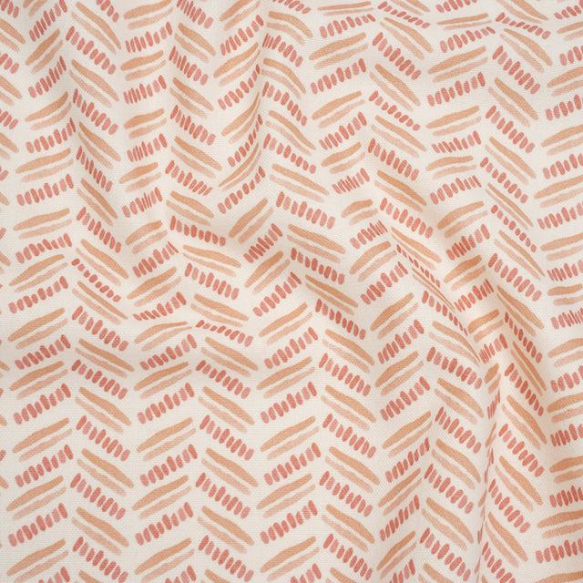 Cotton and Linen Canvas Print - Raspberry Watercolor Herringbone Chevron - British Imported