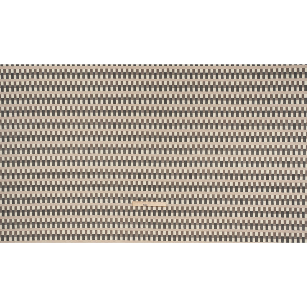 Cotton and Linen Canvas Print - Charcoal Geometric Block Stripes - British Imported - Full