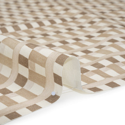 Cotton and Linen Canvas Print - Natural Geometric Block Stripes - British Imported