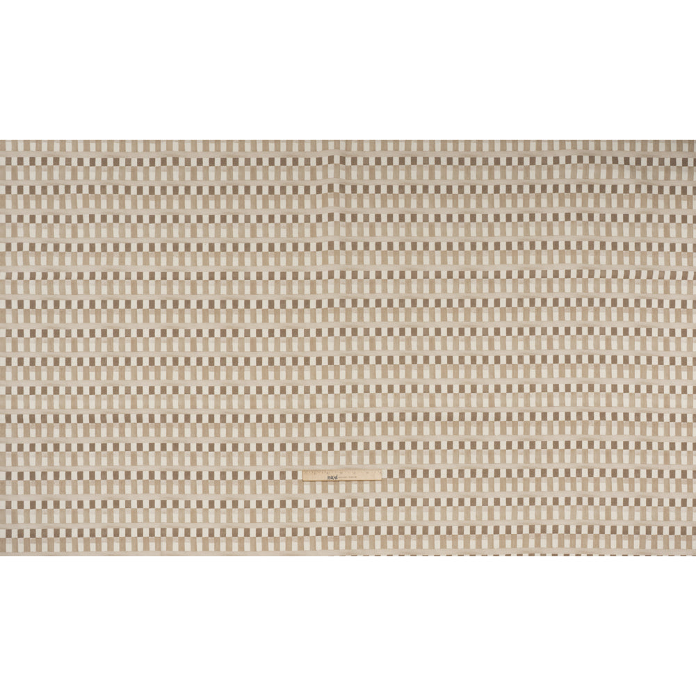 Cotton and Linen Canvas Print - Natural Geometric Block Stripes - British Imported - Full