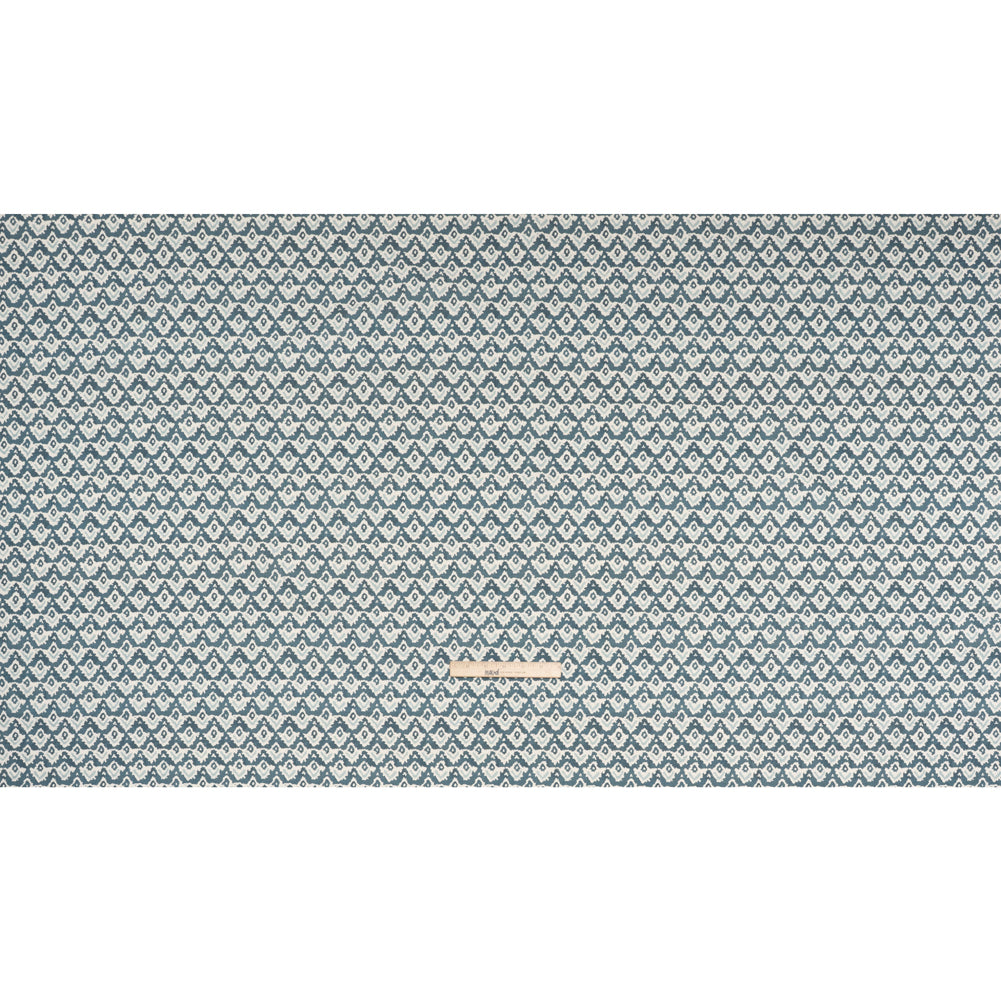 Cotton and Linen Canvas Print - Indigo Rows of Diamonds - British Imported - Full