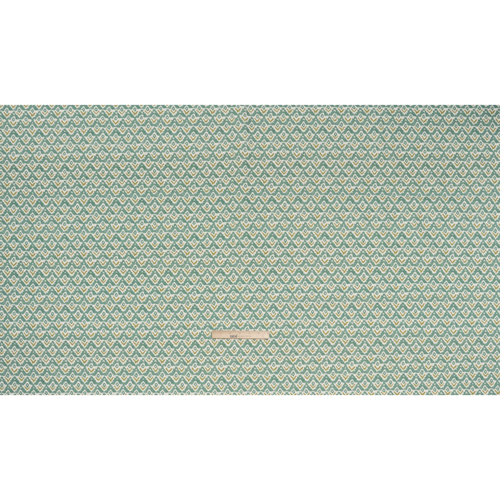 Cotton and Linen Canvas Print - Teal Rows of Diamonds - British Imported - Full